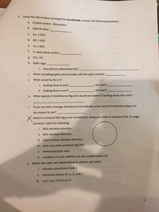 Solved Optical Mineralogy Answer any additional questions.