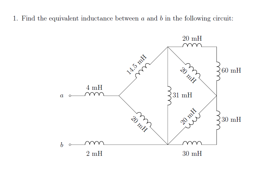 Solved 1. Find The Equivalent Inductance Between A And B In | Chegg.com