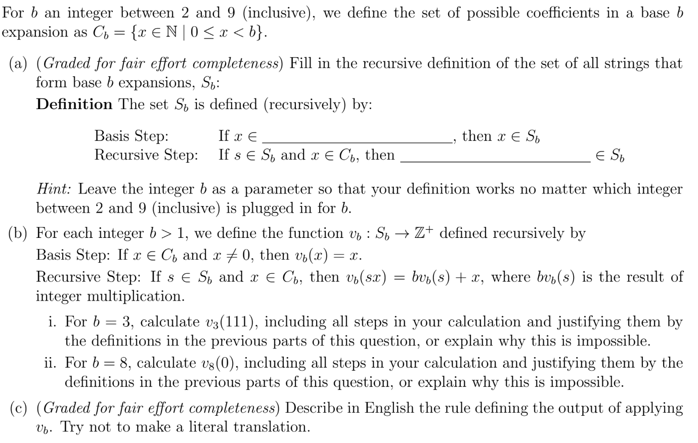 Solved For B An Integer Between 2 And 9 (inclusive), We | Chegg.com