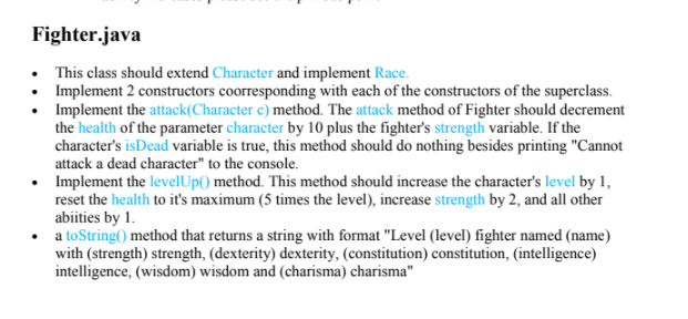 Solved CHARACTER CLASS: __________________ import | Chegg.com