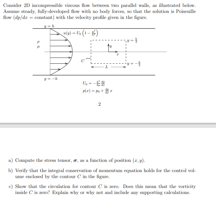 Solved Consider 2D Incompressible Viscous Flow Between Two | Chegg.com