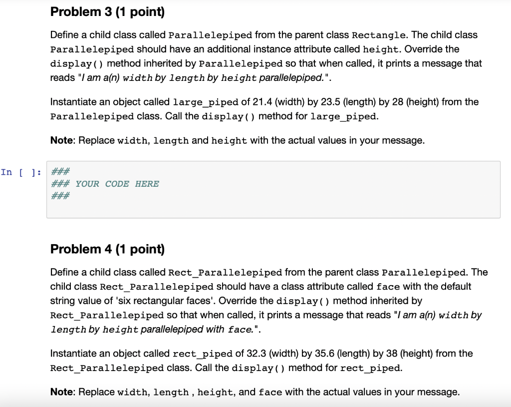 Solved With Python language, Problem 3 (1 point) Define a | Chegg.com