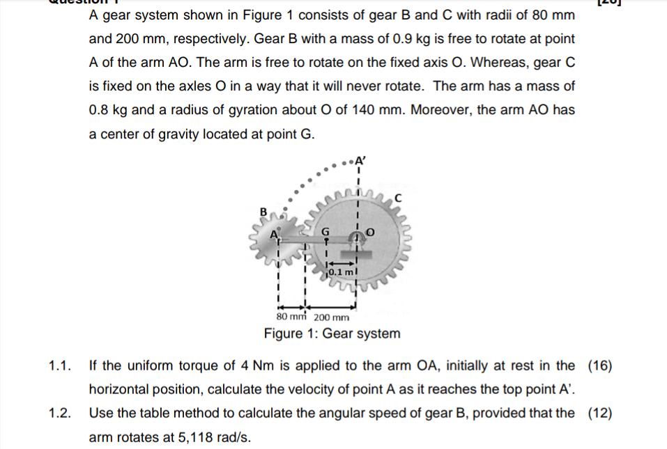Solved [20 ] A gear system shown in Figure 1 consists of | Chegg.com
