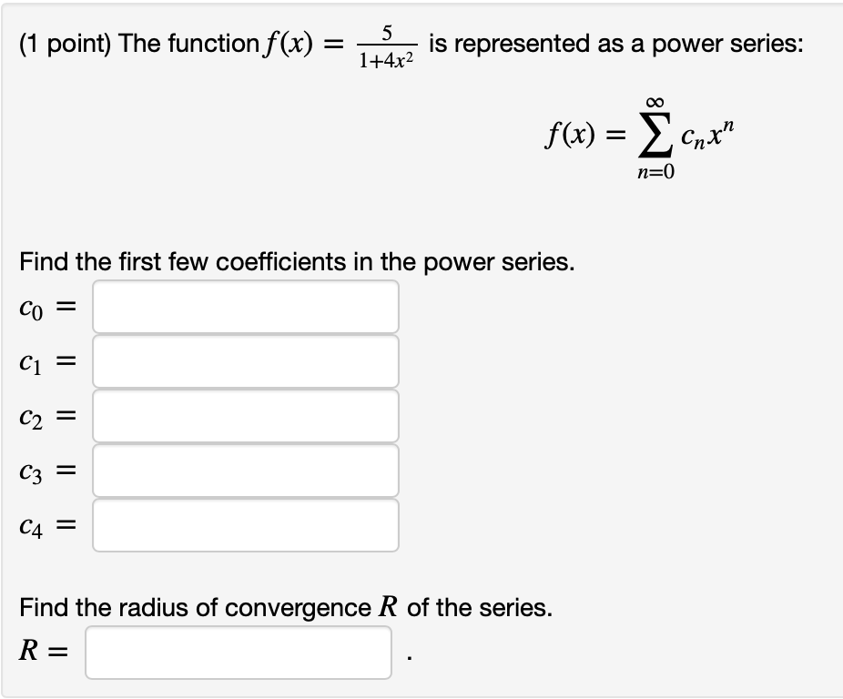 Solved (1 point) The function f(x) = is represented as a | Chegg.com
