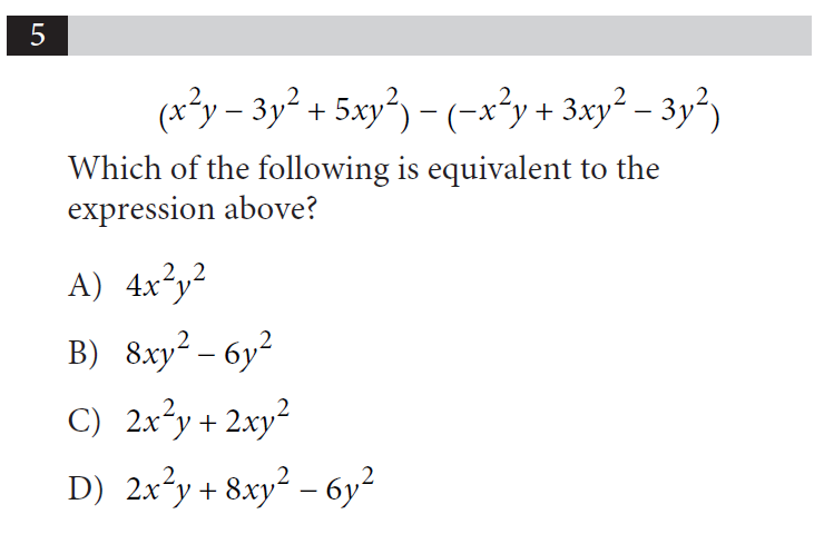 Solved (x2y−3y2+5xy2)−(−x2y+3xy2−3y2) Which of the following | Chegg.com