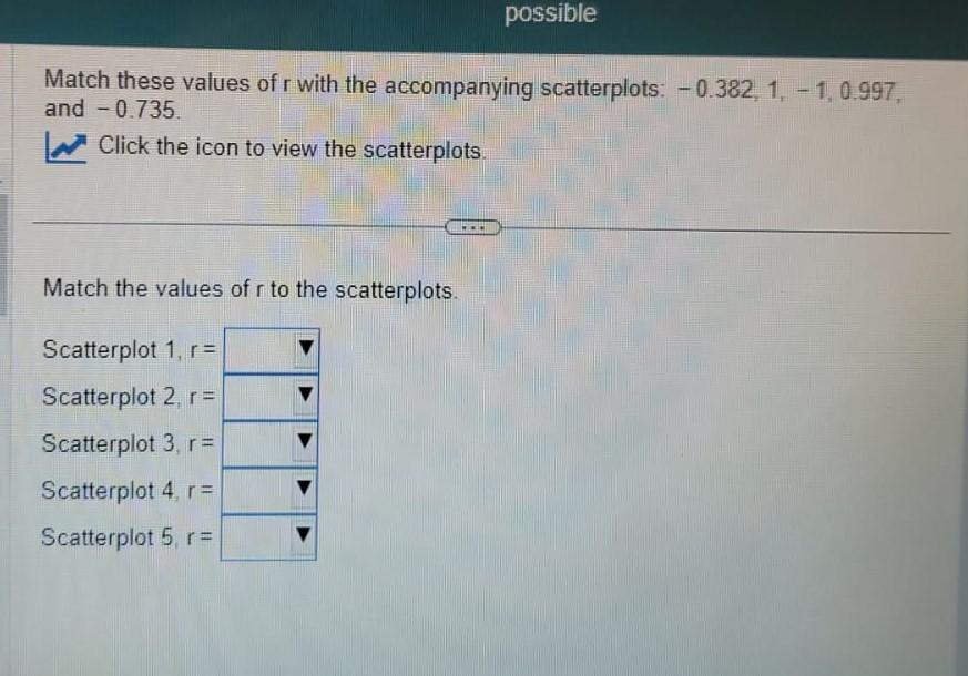 Solved Match these values of r with the accompanying | Chegg.com