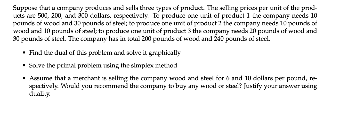 Solved Suppose that a company produces and sells three types | Chegg.com