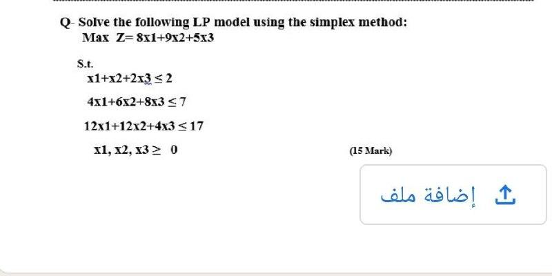Solved Q-Solve the following LP model using the simplex | Chegg.com