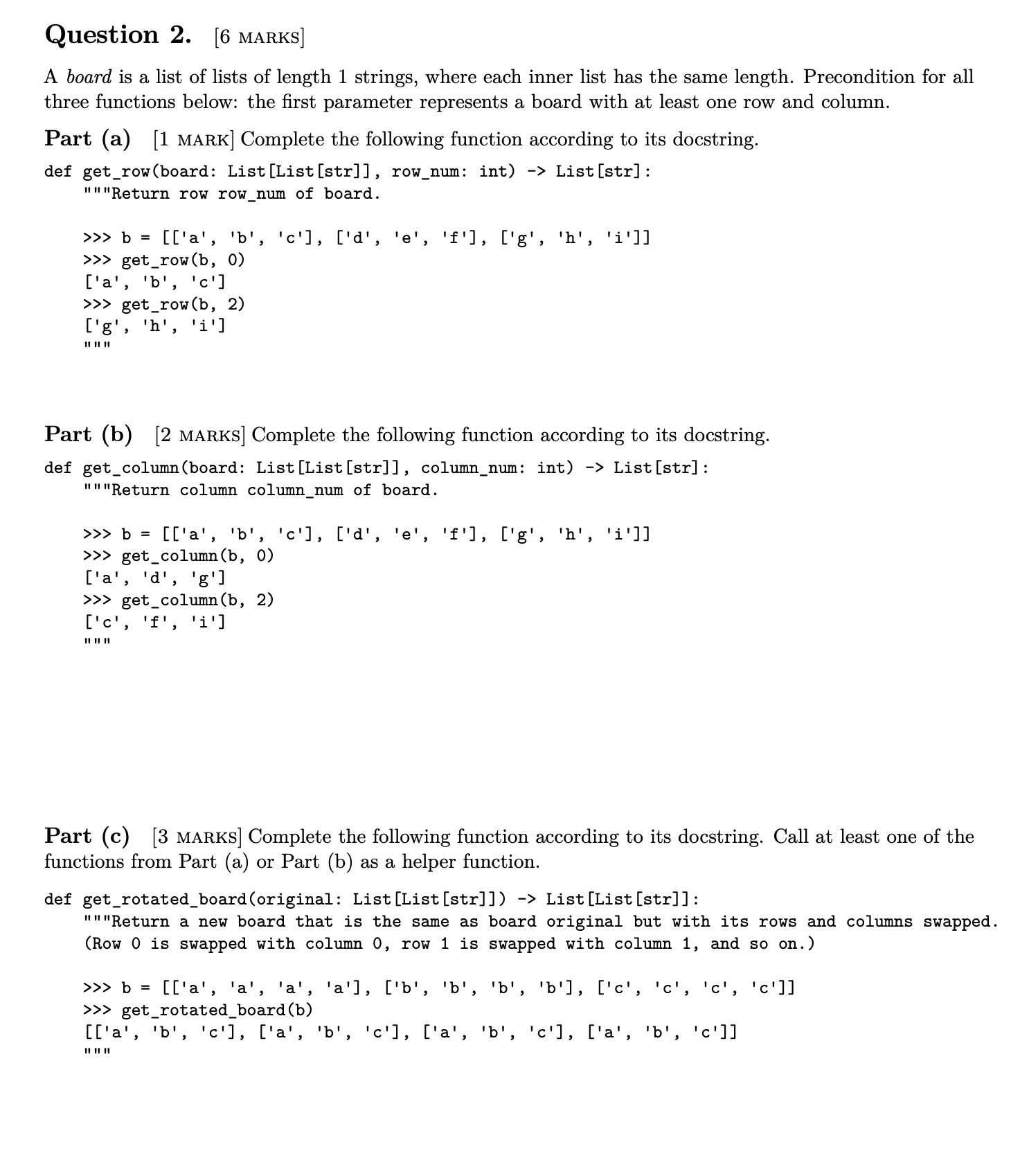 solved-question-2-6-marks-a-board-is-a-list-of-lists-of-chegg