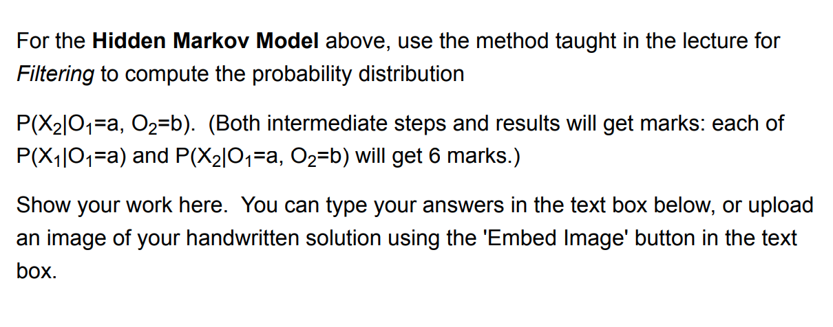 Solved Hidden Markov Model Consider The Hidden Markov Model | Chegg.com