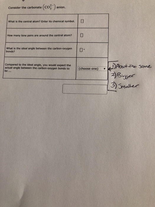 Solved Consider the carbonate (CO3 )anion What is the | Chegg.com
