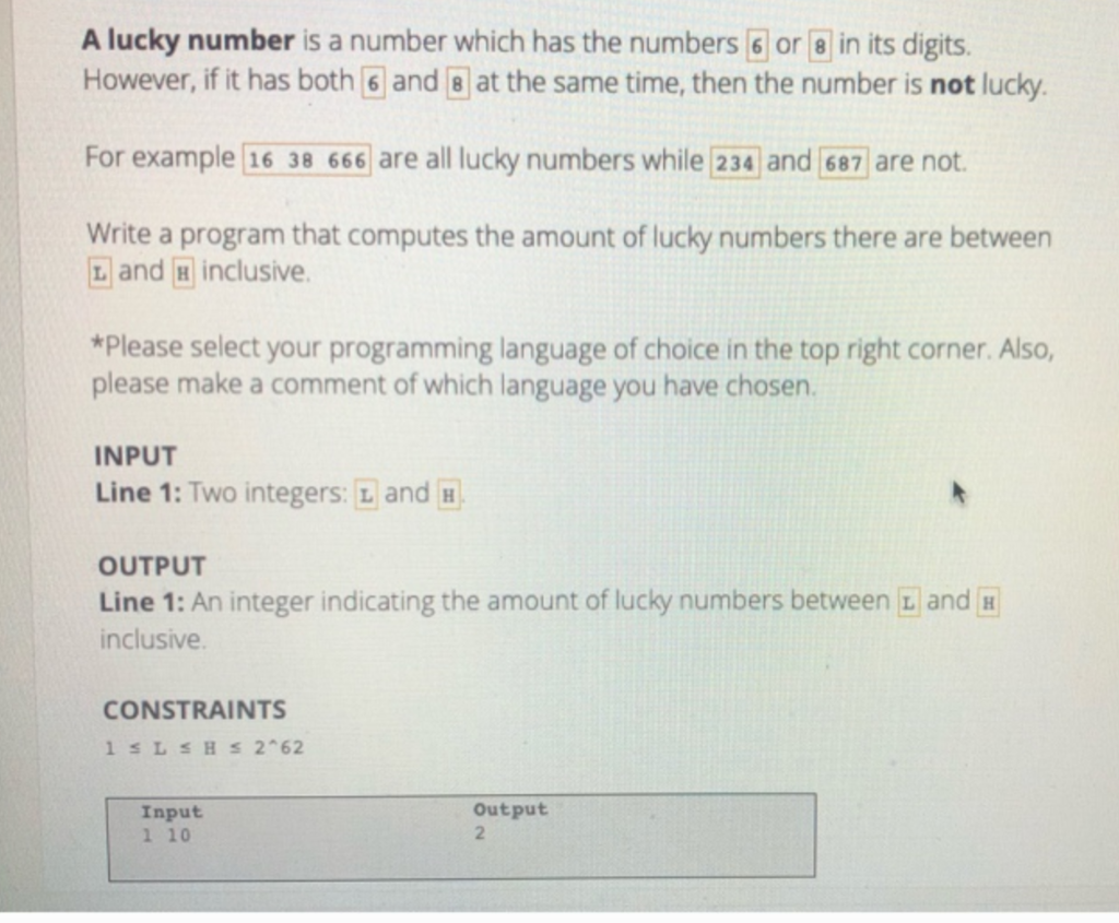 Solved In JAVA A lucky number is a 10-based number, which | Chegg.com