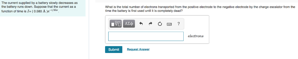 Solved The current supplied by a battery slowly decreases as | Chegg.com