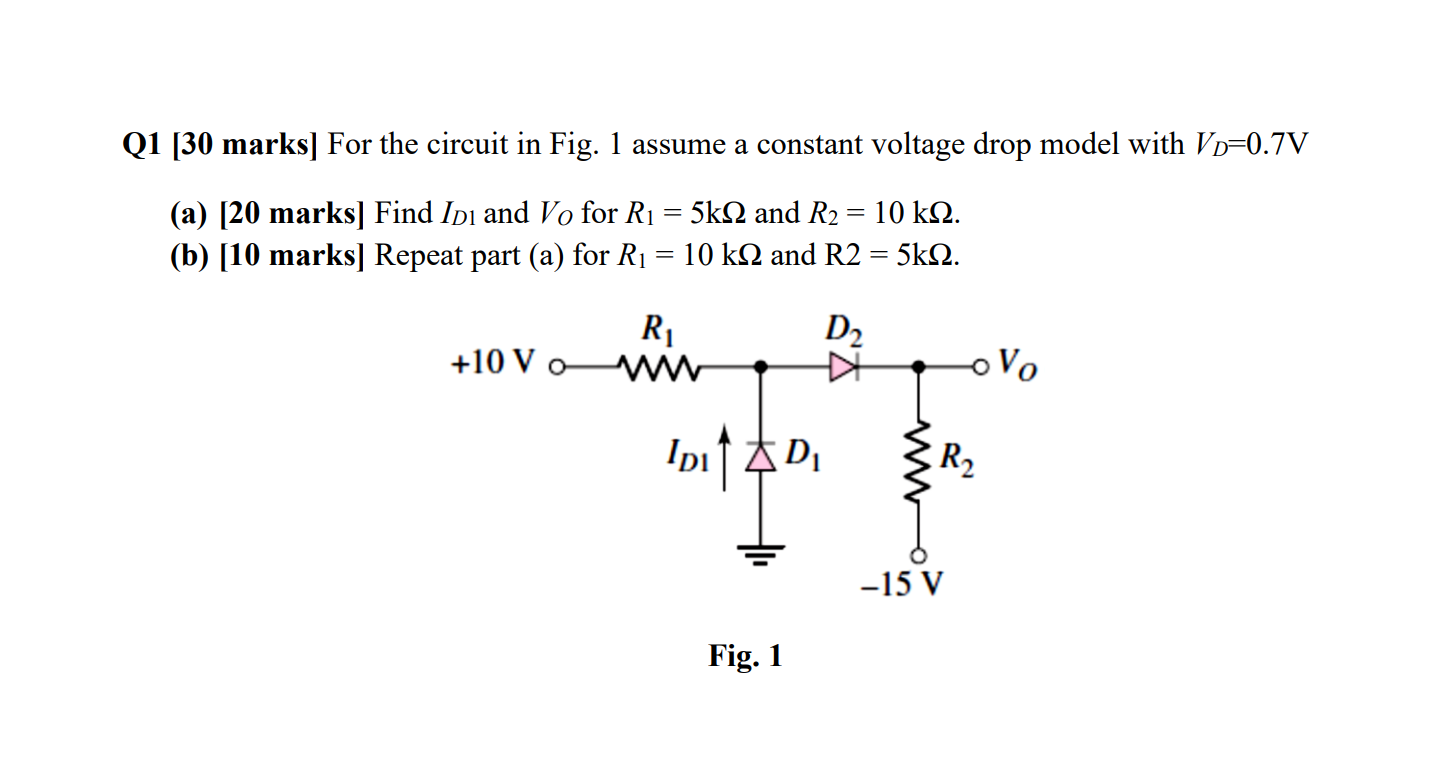 Solved Q2 [20 marks] In the circuit shown in Fig. 2, find | Chegg.com