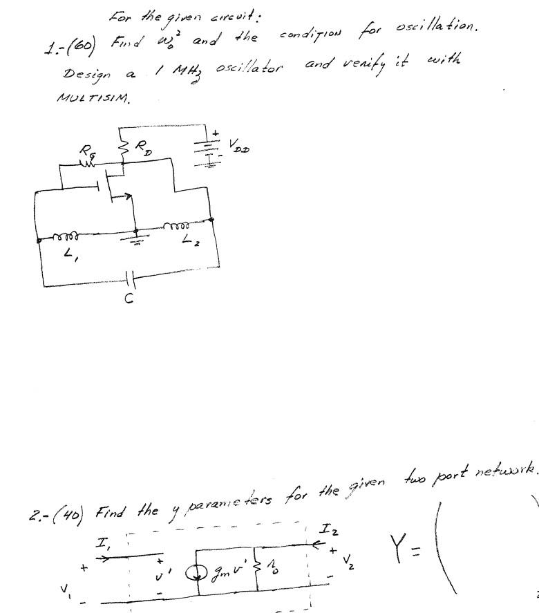 Solved For the given circuit: 1-(60) Find w and the | Chegg.com