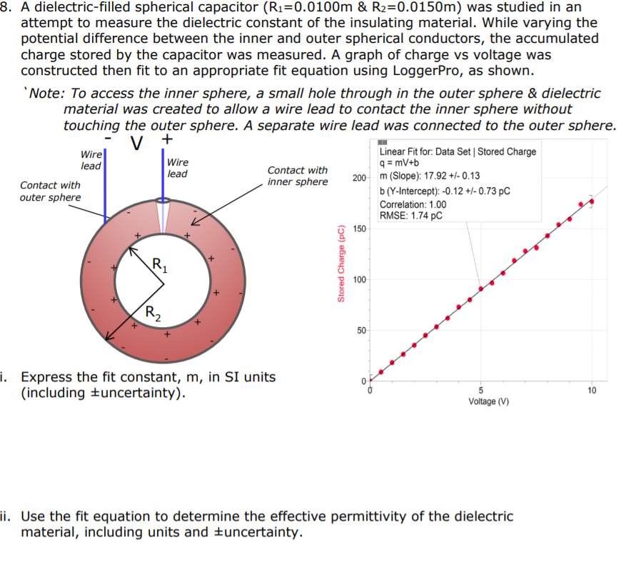Solved 8. A dielectricfilled spherical capacitor