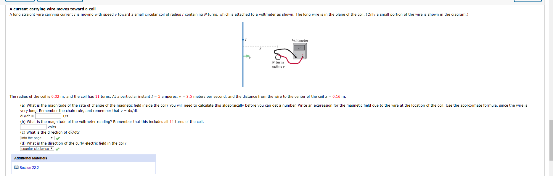 Solved A current-carrying wire moves toward a coil A long | Chegg.com