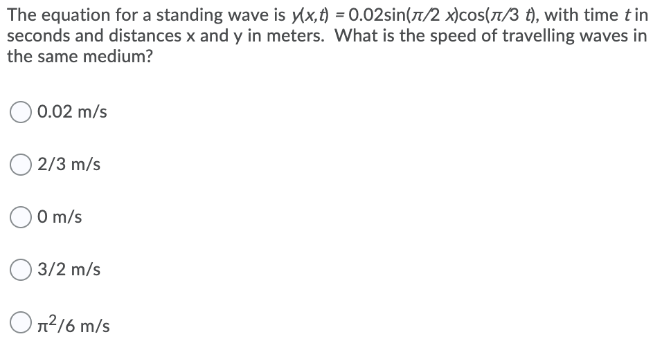 Solved The equation for a standing wave is y(x, t) = | Chegg.com