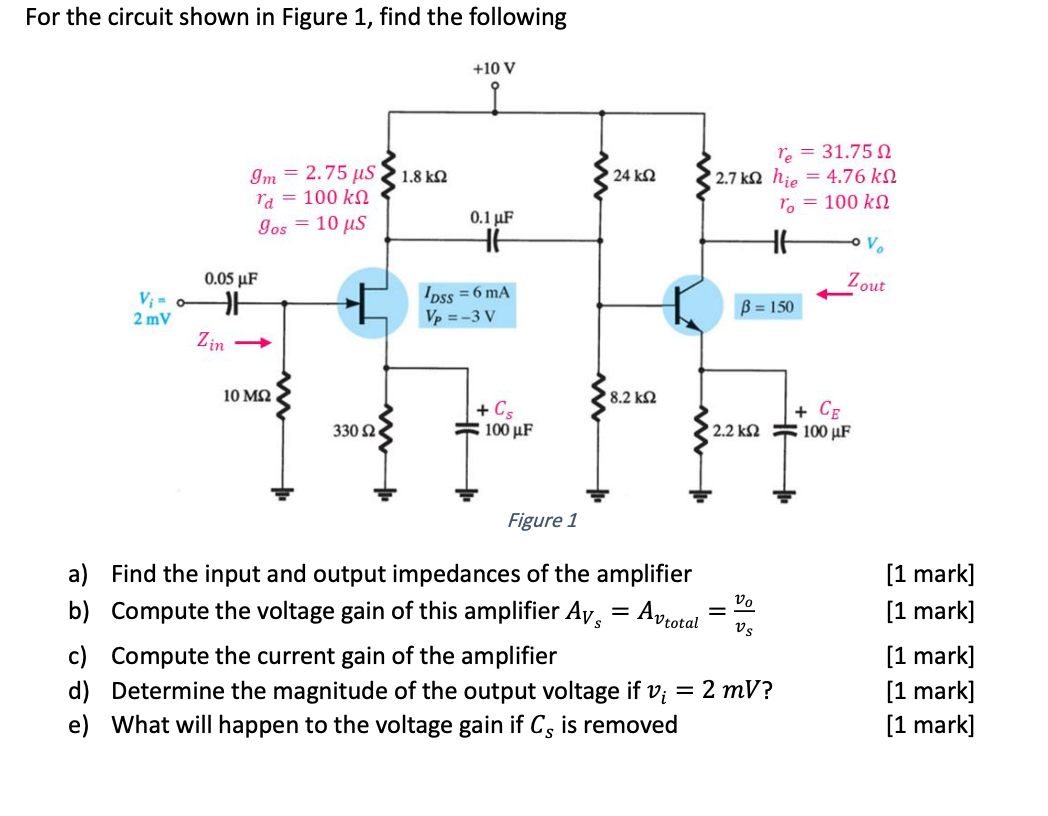 Solved For the circuit shown in Figure 1, ﻿find the | Chegg.com