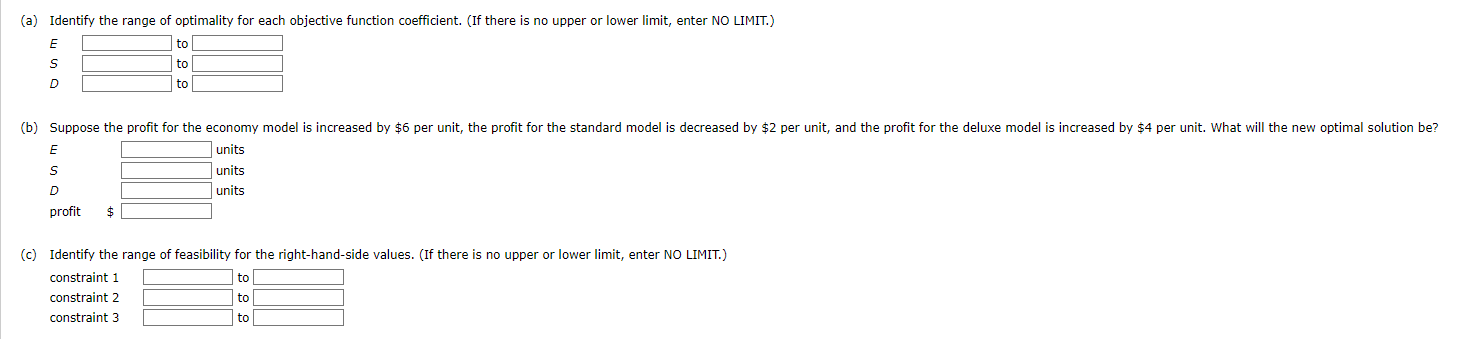 (a) Identify the range of optimality for each | Chegg.com