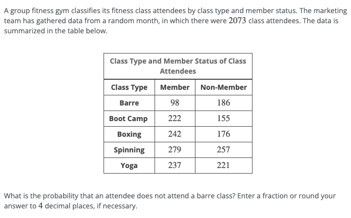 Solved A group fitness gym classifies its fitness class