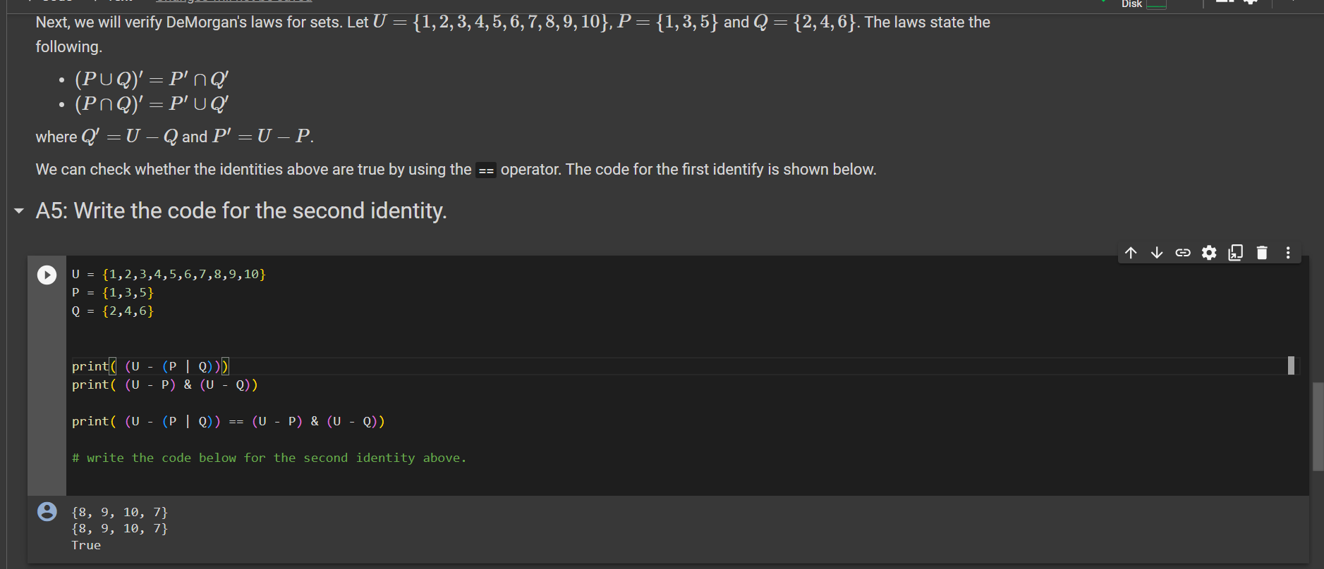 Solved Next, we will verify DeMorgan's laws for sets. Let | Chegg.com