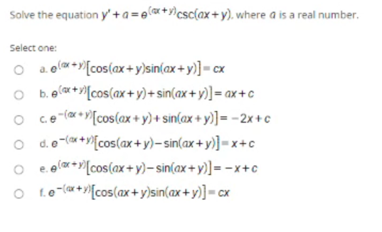 Solved Solve the equation y'+a=(+y)csc{ax +y).where a is a | Chegg.com