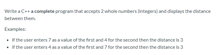 Solved Write a C++ a complete program that accepts 2 whole | Chegg.com