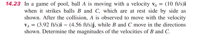 Solved 14.23 In A Game Of Pool, Ball A Is Moving With A | Chegg.com