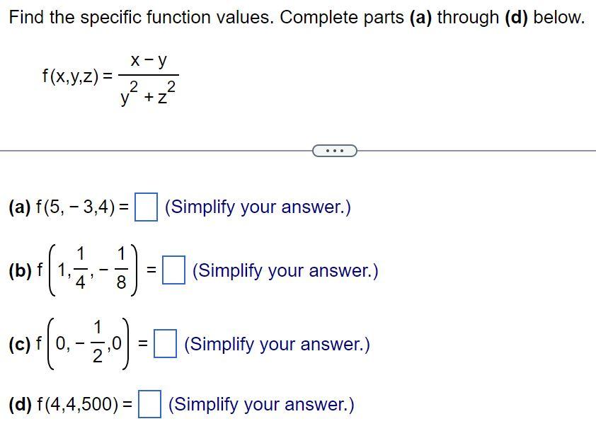 Solved Find the specific function values. Complete parts (a) | Chegg.com