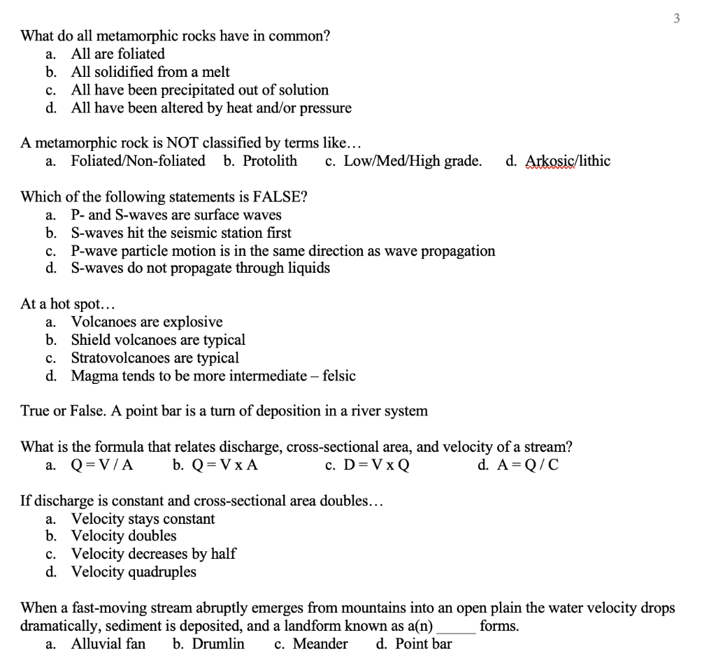 Solved What is the most likely depositional environment for | Chegg.com