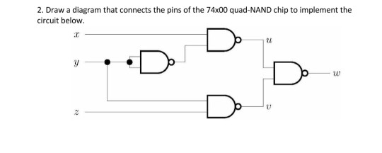 Solved 2. Draw a diagram that connects the pins of the 74x00 | Chegg.com