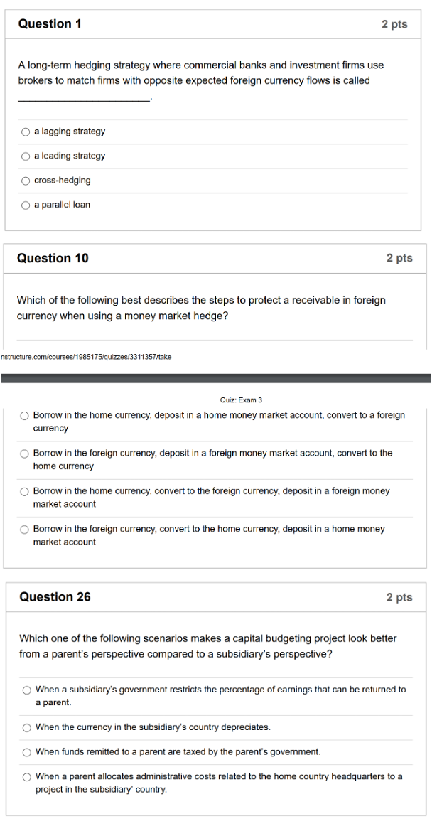 Question 1 2 pts A long-term hedging strategy where | Chegg.com