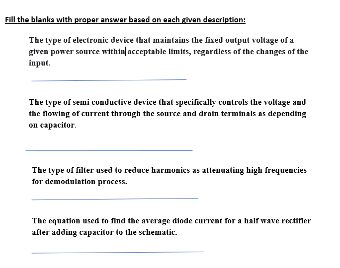 Solved Fill the blanks with proper answer based on each | Chegg.com