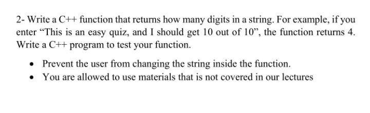 Solved 2- Write a C++ function that returns how many digits | Chegg.com