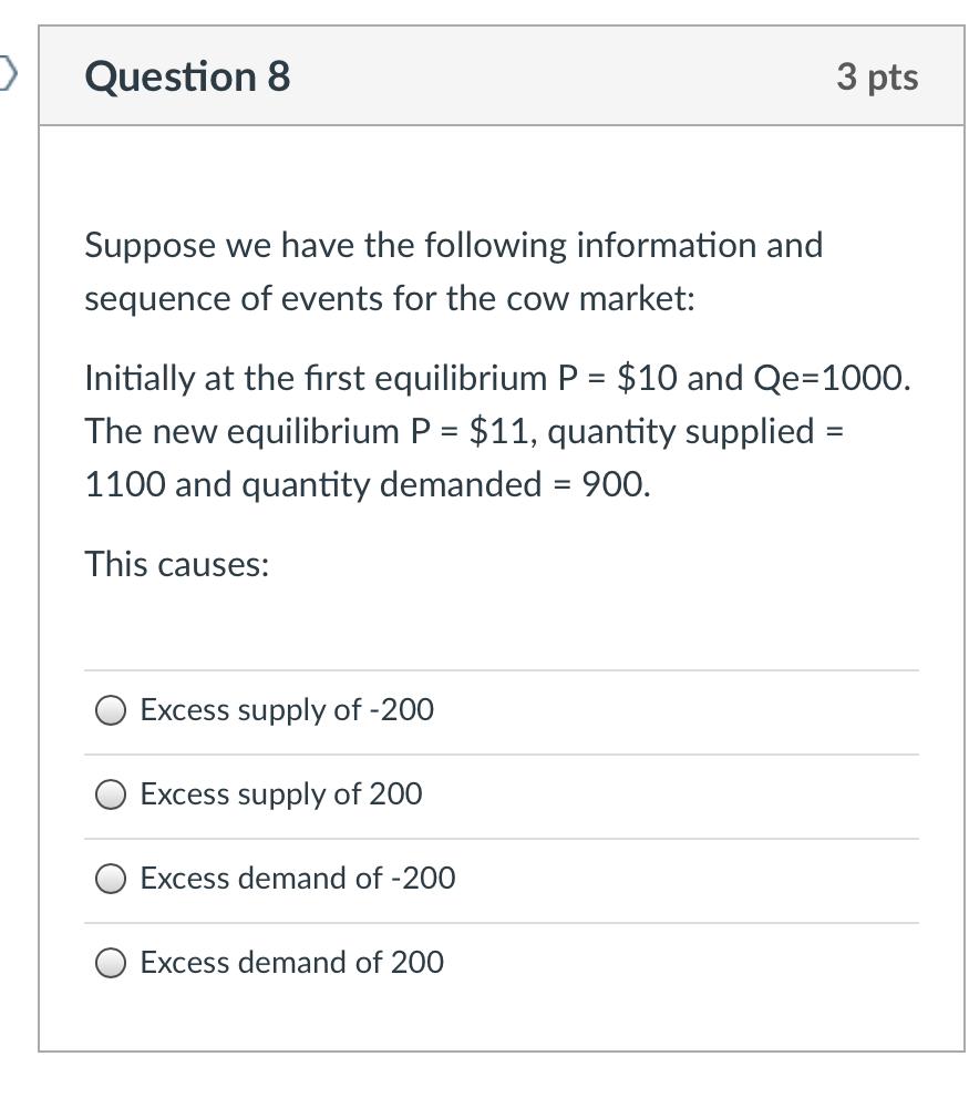 Solved > Question 8 3 pts Suppose we have the following | Chegg.com