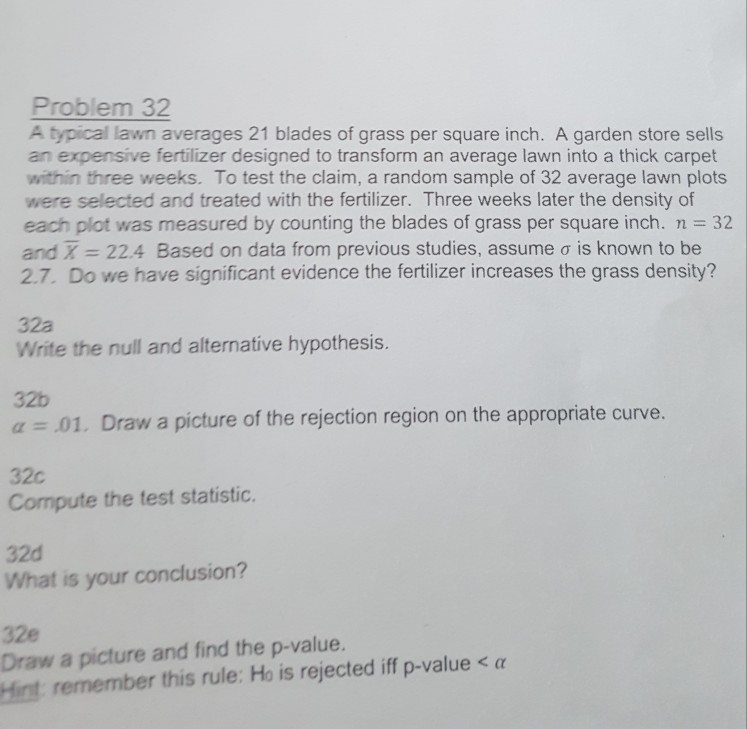 Solved Problem 32 A typical lawn averages 21 blades of grass