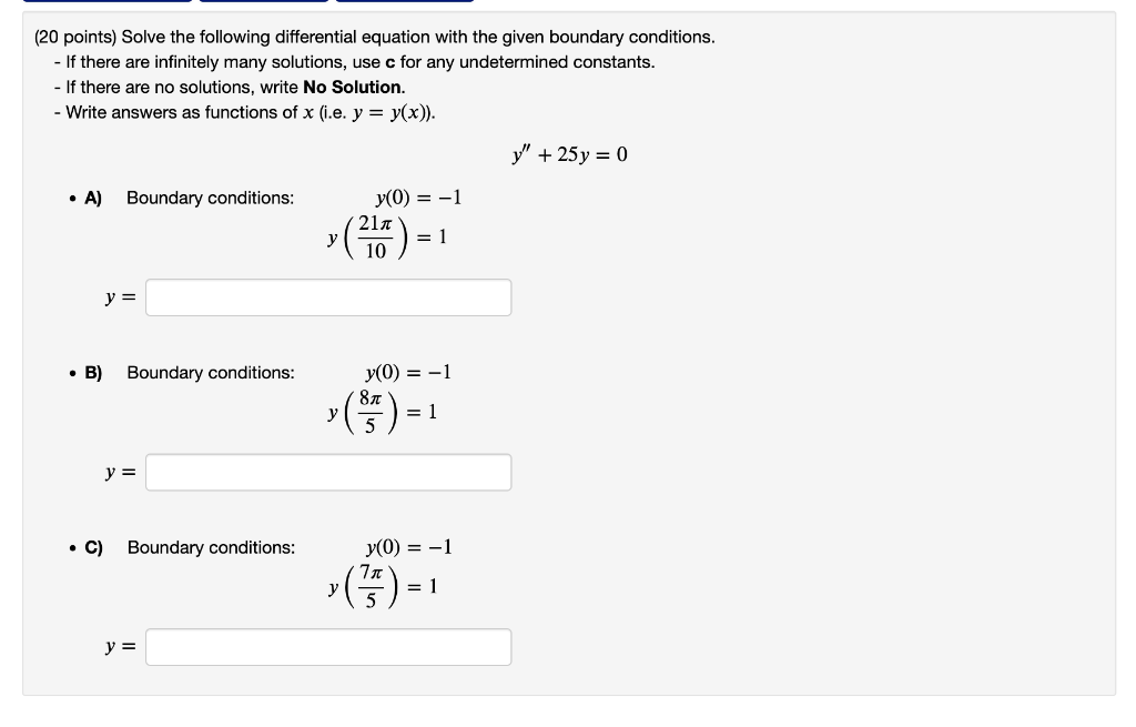 Solved 20 points) Solve the following differential equation | Chegg.com