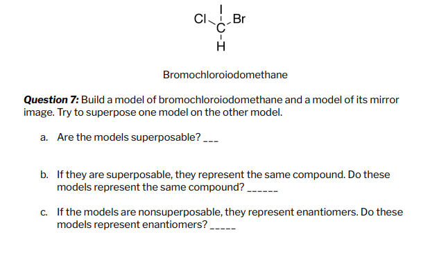 Solved Question 6: Build models of the compounds shown in | Chegg.com