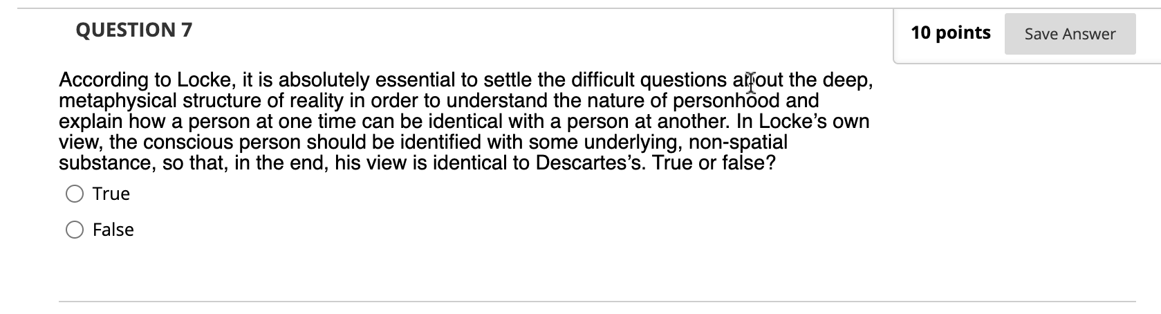 Solved QUESTION 7 10 points Save Answer According to Locke, | Chegg.com