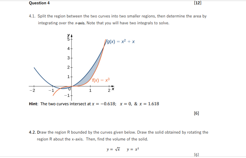 Solved Question 4 [12] 4.1. Split the region between the two | Chegg.com