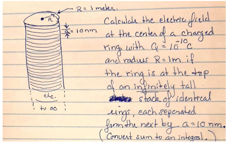 Solved R= 1 meter. loom а Calculate the electrie field at