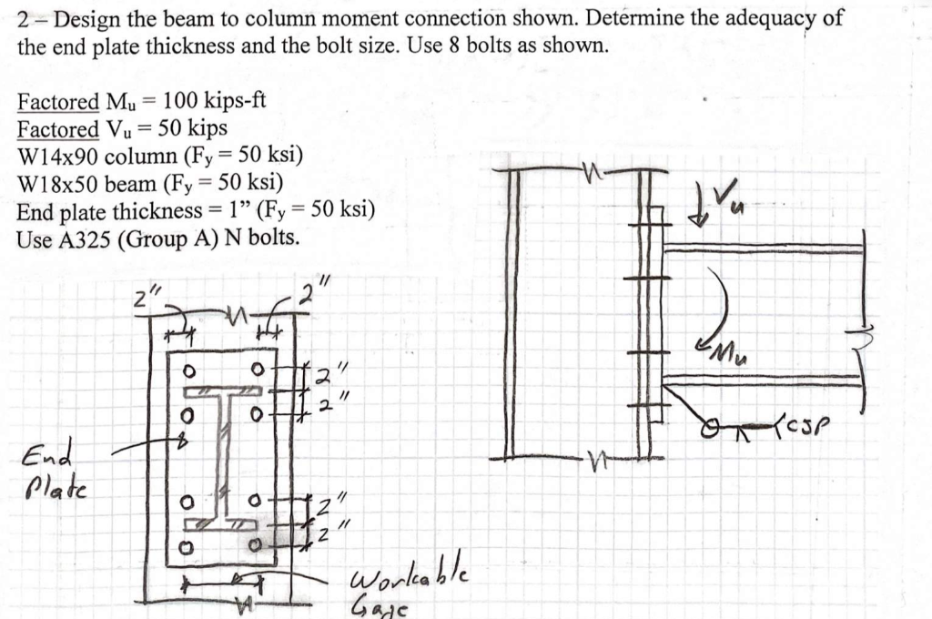 Solved 2 Design the beam to column moment connection