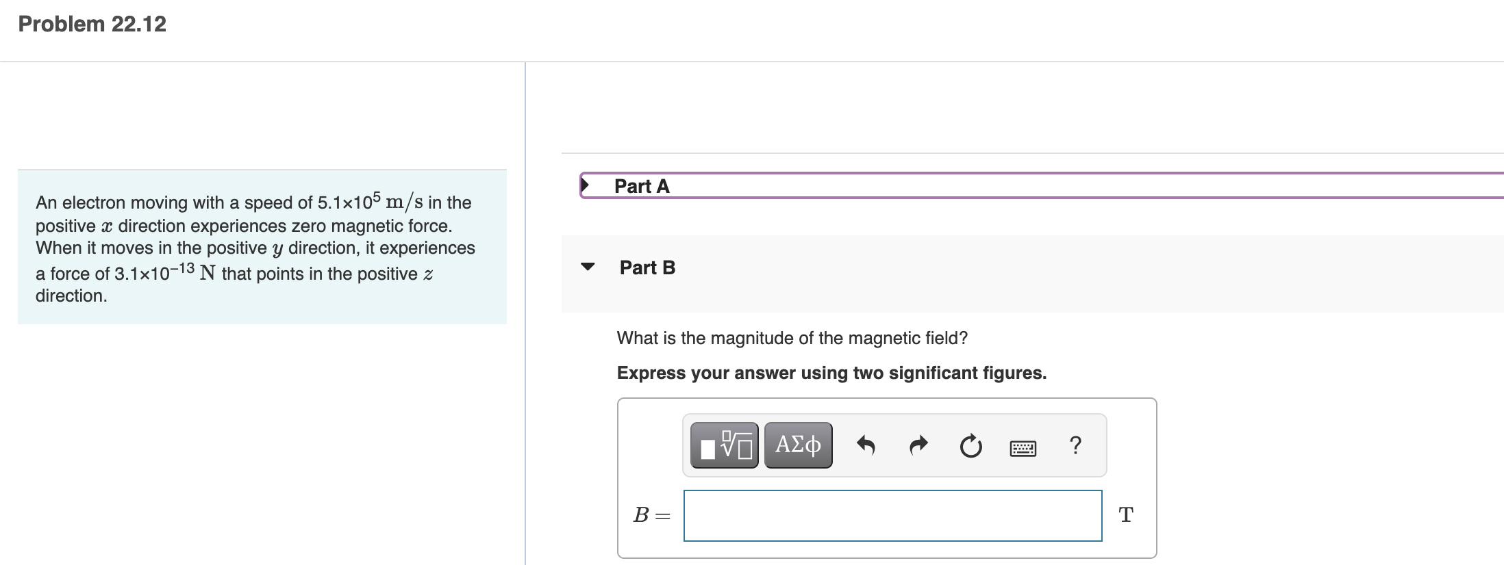 Solved An electron moving with a speed of 5.1×105 m/s in the | Chegg.com