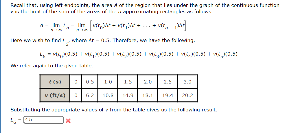 Recall that, using left endpoints, the area A of the | Chegg.com