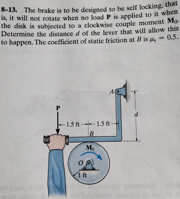 Solved 8-13. The Brake Is To Be Designed To Be Self Locking, | Chegg.com