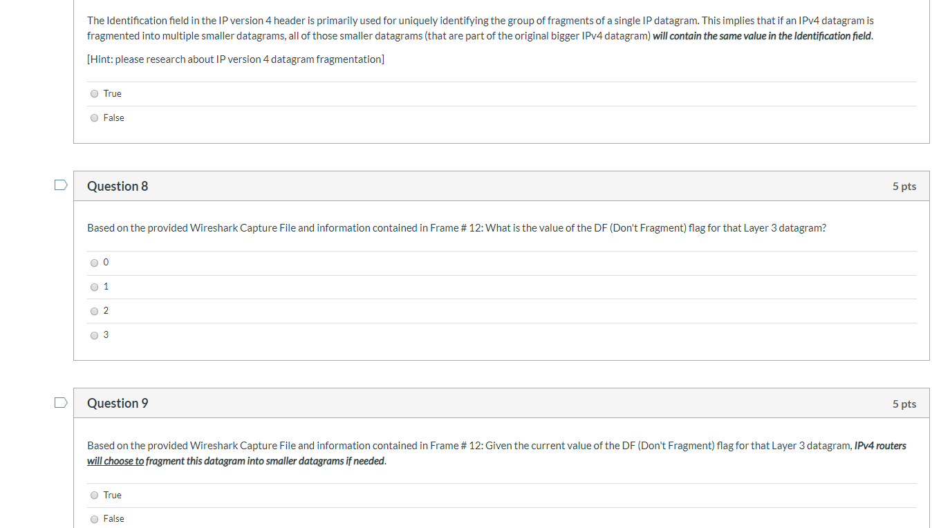 Solved The Identification field in the IP version 4 header