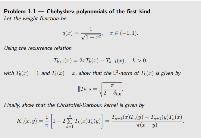 Solved Problem 1 1 — Chebyshev Polynomials Of The First Kind