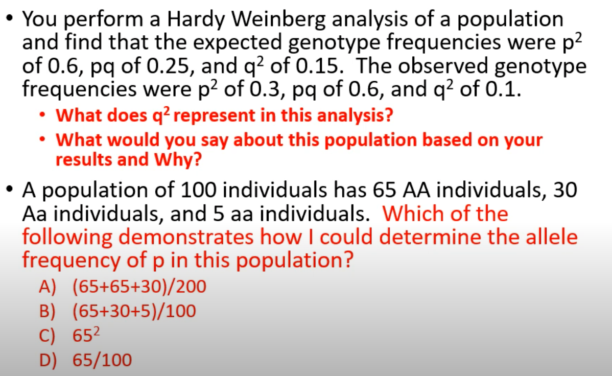 Solved • You perform a Hardy Weinberg analysis of a | Chegg.com