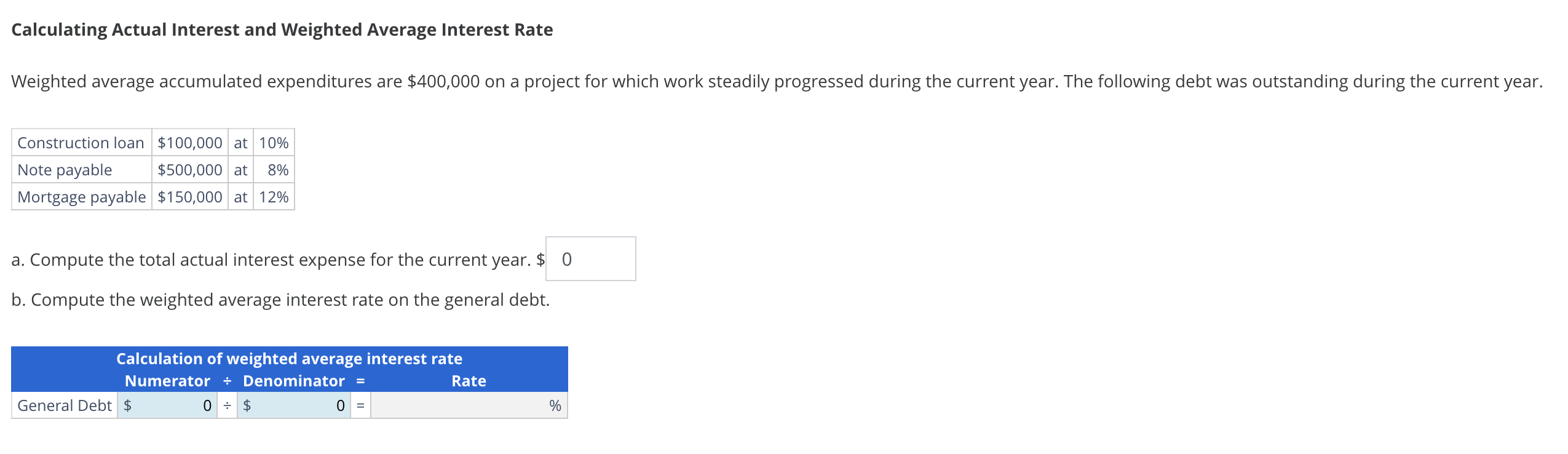 Solved Calculating Actual Interest And Weighted Average | Chegg.com